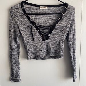 Long sleeve lace up top